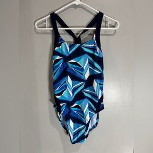 Nike Womens One Piece Bathing Suit Geometric Pattern Criss Cross Back Women’s 10